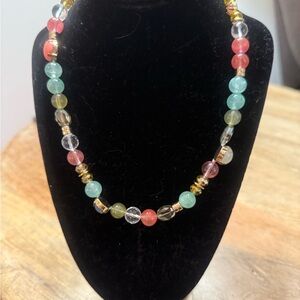 Vibrant Beaded Necklace with Gold Accents